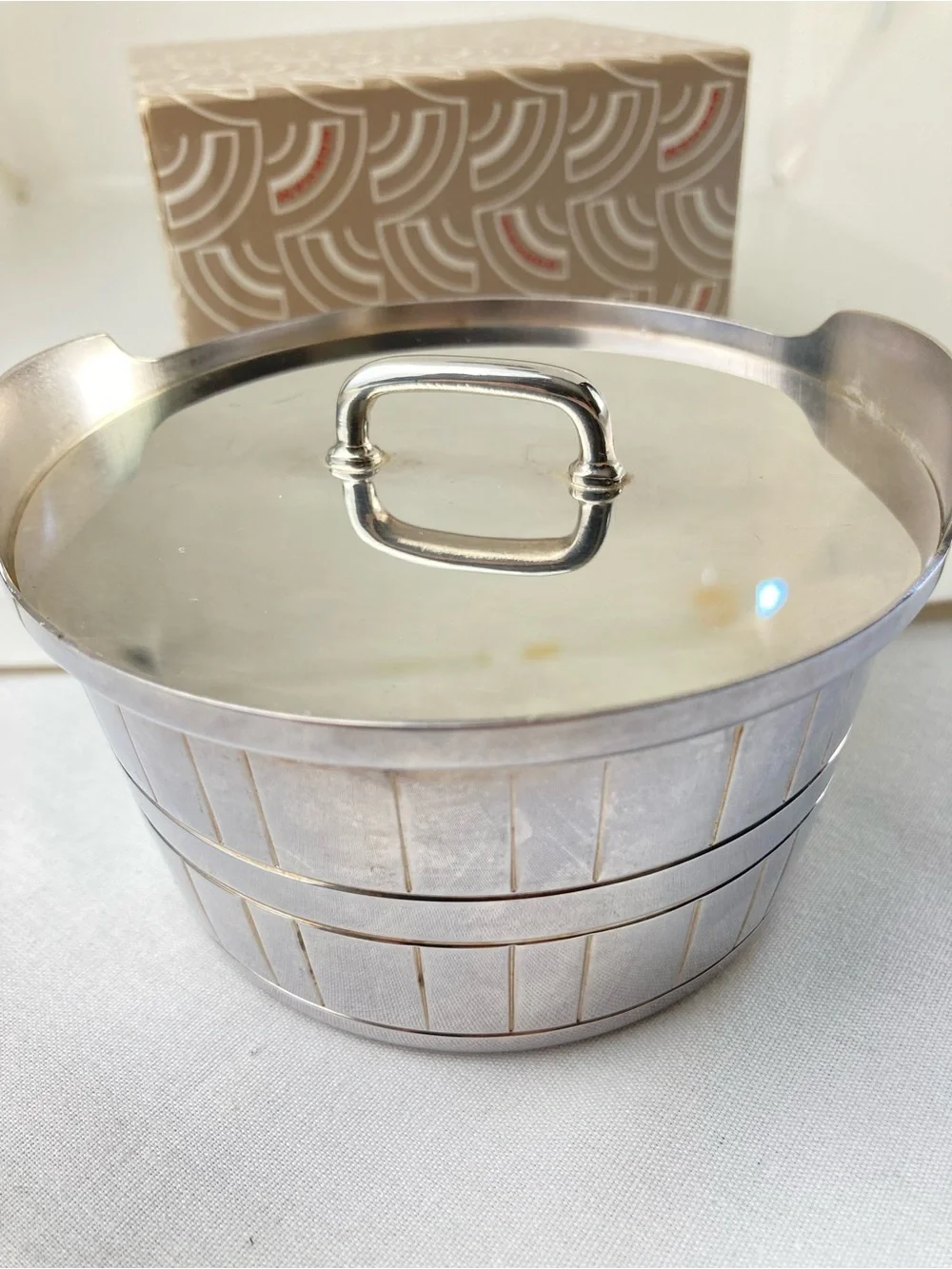 1950's Gorham EP YC348 Silverplate Lidded Butter Tub / Barrel / Bucket